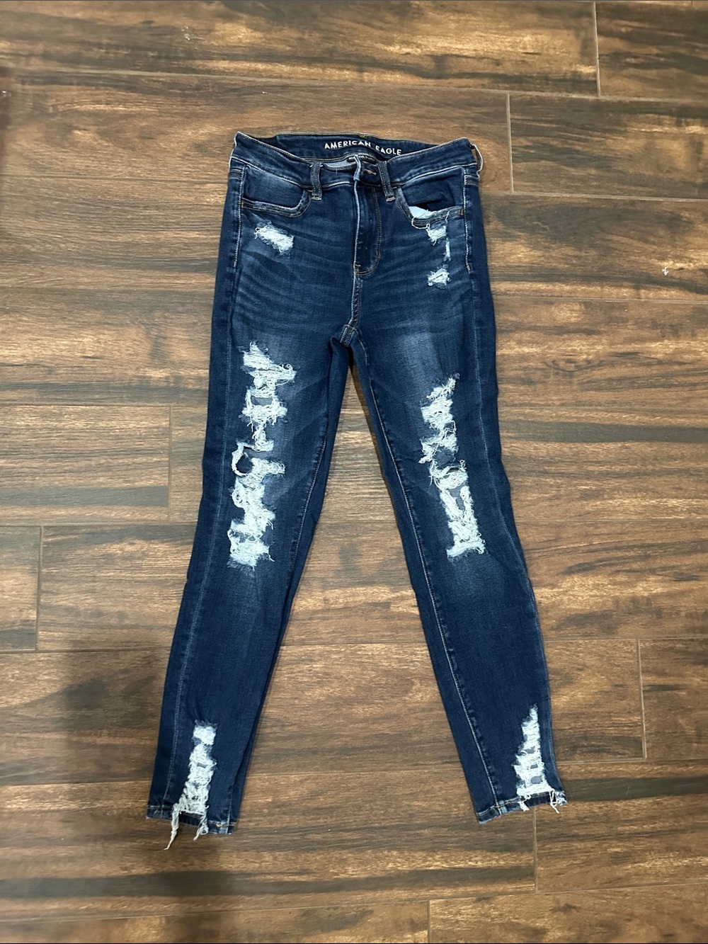 American Eagle Outfitters Ripped Dark Blue Skinny Jeans
